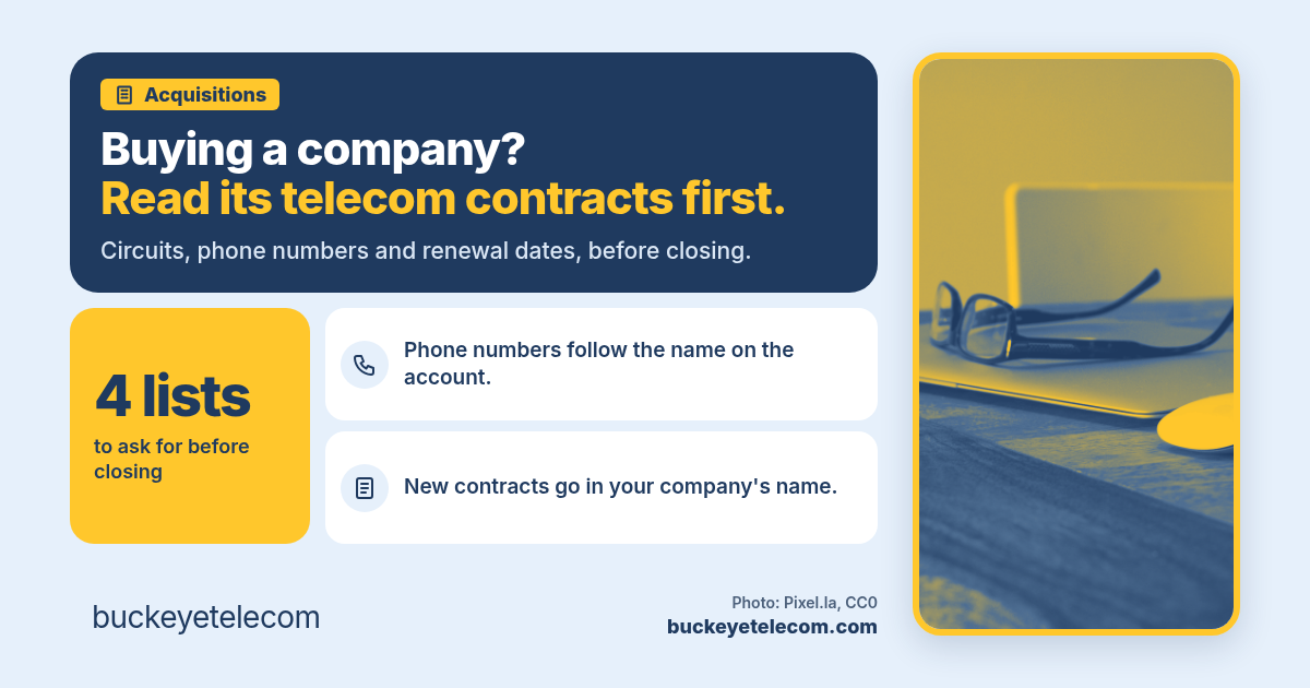 Buying a company? Read its telecom contracts first. Four lists to ask for before closing.